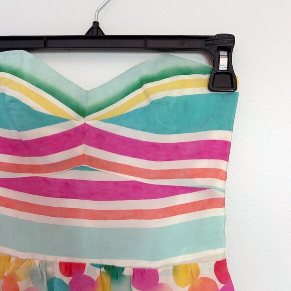 HUTCH Silk Sweetheart Strapless Mini Dress Watercolor Print Size XS Fits 0 $295 - Picture 3 of 8